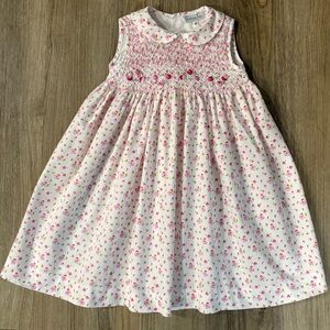 Fantaisie Kids Pink Floral Smocked Kids Dress-size 2T